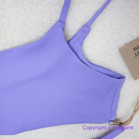New! Set! Toast Signature One-Shoulder Bikini Top, String Bottom, purple, size M - Picture 5 of 13
